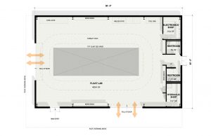 The floorplan of the new Rose Float Lab that is scheduled to break ground in 2018